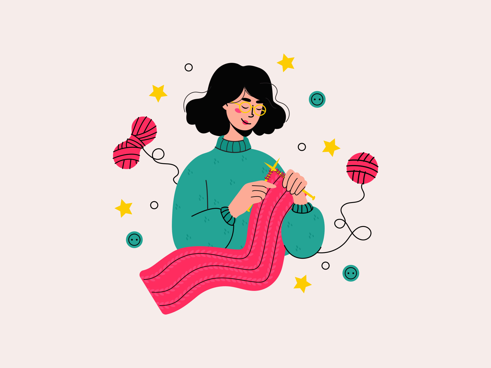 Free Knitting a Scarf Illustration