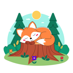 Free Sleeping Fox Illustration