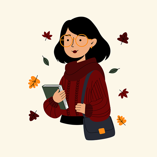 Free Girl Holding Book Illustration